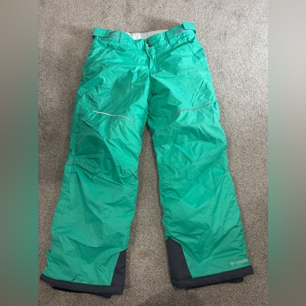 Columbia Girls Youth Crushed Out II Ski Pants Size XL 18/20 Teal Green Insulated